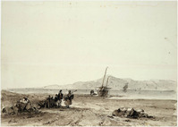 Z 067-78
<br/>
Baai met vissersboot en figuren
<br/>
<em>Schelfhout, Andreas (1787-1870)</em>